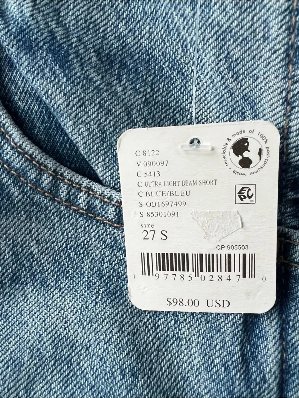 We The Free Good Luck Mid-Rise Barrel Jeans in Ultra Light Beam in 27S NWT